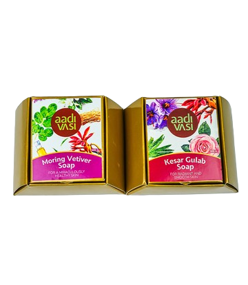 Handmade Organic Soaps Combo Made by Tribes of Jharkhand (Kesar Gulab and Vetiver Combo)