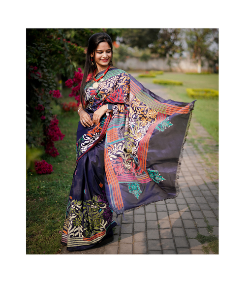 Katha Stich Saree By Tribe Of West Bengal - Designer Saree