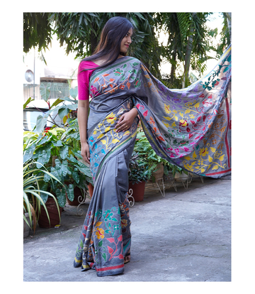 Katha Stich Saree By Tribe Of West Bengal