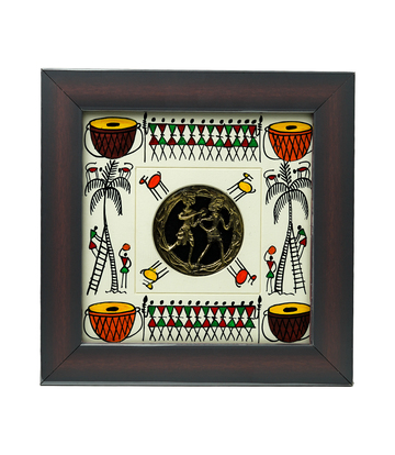 Dokra Tribal Dholak Painting Frame Made by Tribes of Chattisgarh