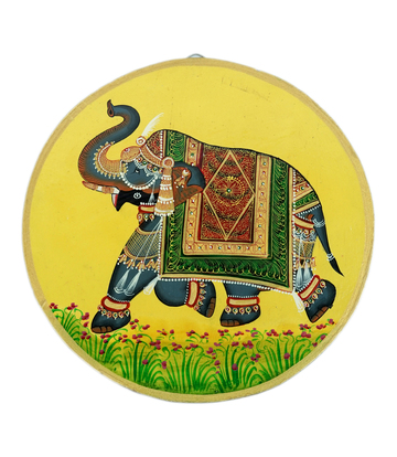 Hand-Painted Pichwai on Wooden Plate Made by Tribes of Rajasthan