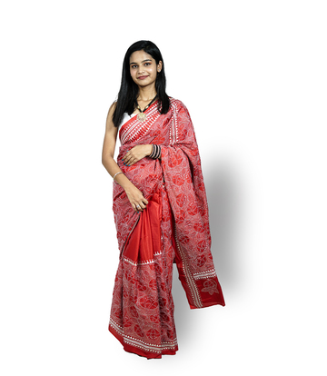 Handstitched Katha Stich Saree By Tribe Of West Bengal