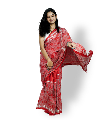 Handstitched Katha Stich Saree By Tribe Of West Bengal