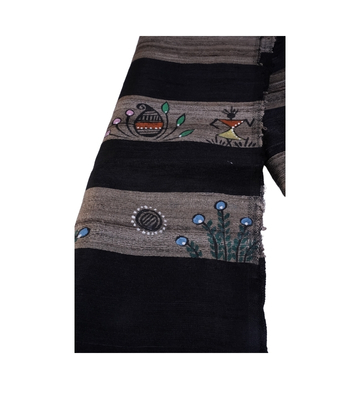 Hand-Painted Tassar Silk Stole – Made by Tribes of Jharkhand - Black