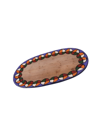 Handmade Wooden Tray With Sohrai Painting Made By Tribals Of Jharkhand