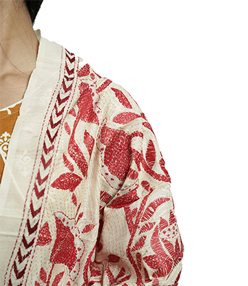 Handstitched Kantha Stole by Tribes of West-Bengal (Off white)