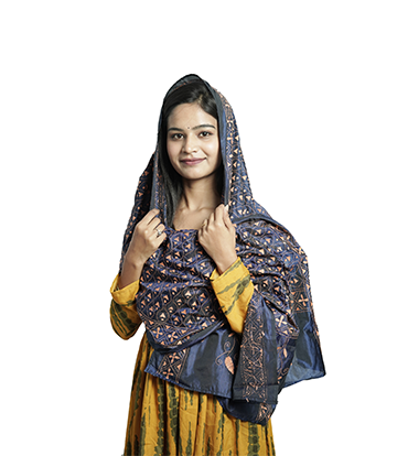 Handstitched Kantha Stole by Tribes of West-Bengal ( Navy blue)