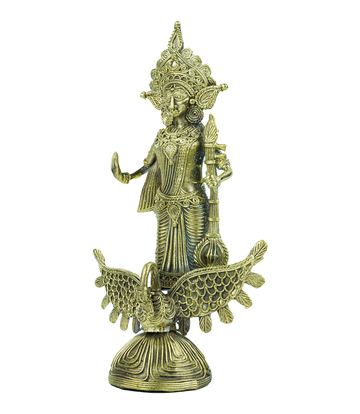 Dokra saraswati idol statue made by tribes of jharkhand