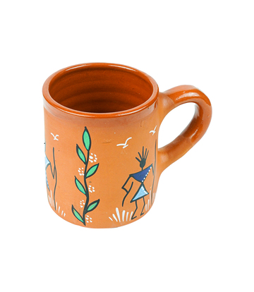 Terracotta Mug with Sohrai Art Handmade by the Tribes of Jharkhand