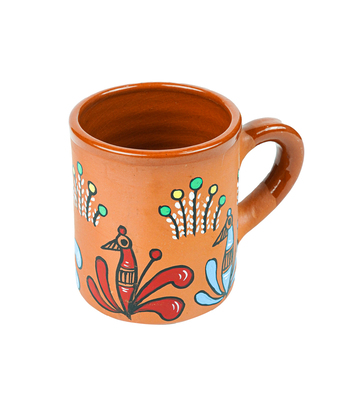 Terracotta Mug with Sohrai Art Handmade by the Tribes of Jharkhand