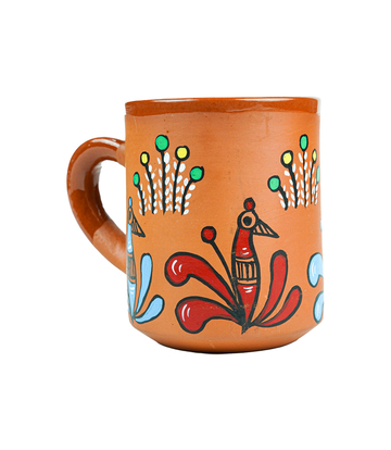 Terracotta Mug with Sohrai Art Handmade by the Tribes of Jharkhand