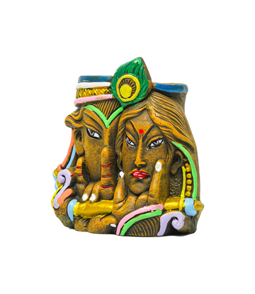 Terracotta Radha Krishna Pen Stand Made by the Tribes of Jharkhand