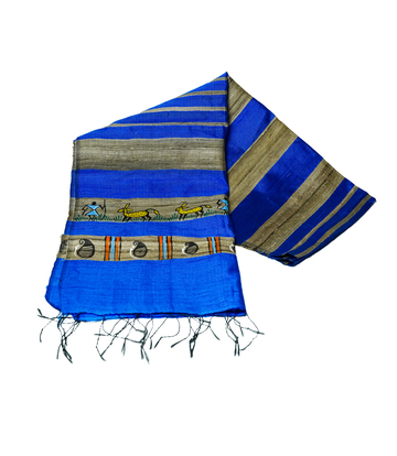  Hand-Painted Tassar Silk Stole – Made by the Tribes of Jharkhand 