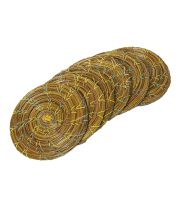 Pine Needles Tea Coaster (Set of Six with Case) Made by the  Tribes of Uttarakhand