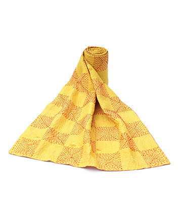 Women's Kantha Stich Stole Made by Tribes of West Bengal (Yellow Colour)