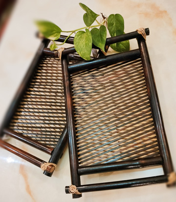 Bamboo Tray Handcrafted by Tribes of Jharkhand (Black Colour)