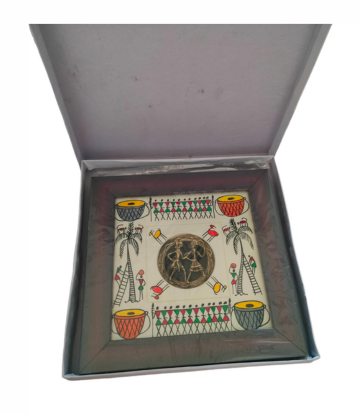 Dokra Tribal Dholak Painting Frame Made